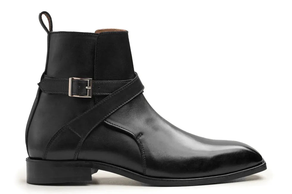 Handcrafted Men’s Black Leather Ankle Jodhpur Boots