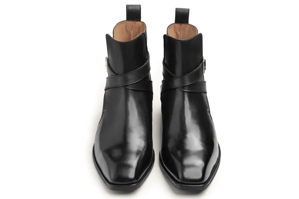 Handcrafted Men’s Black Leather Ankle Jodhpur Boots