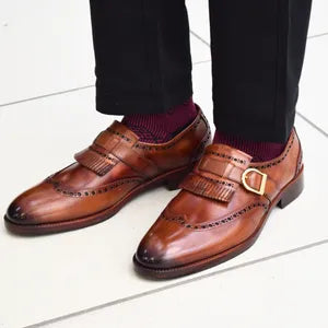 Classic Brown Wingtip Kiltie Monk Shoes