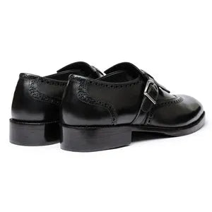 Classic Black Wingtip Monk Strap with Kiltie