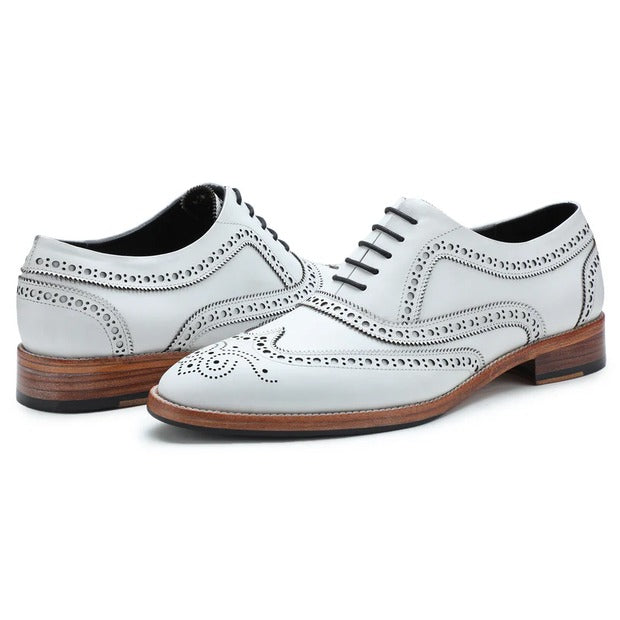Men’s White Wingtip Brogue Oxford Shoes