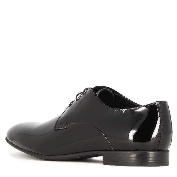 Men’s Elegant Shiny Black Leather Derby Shoes