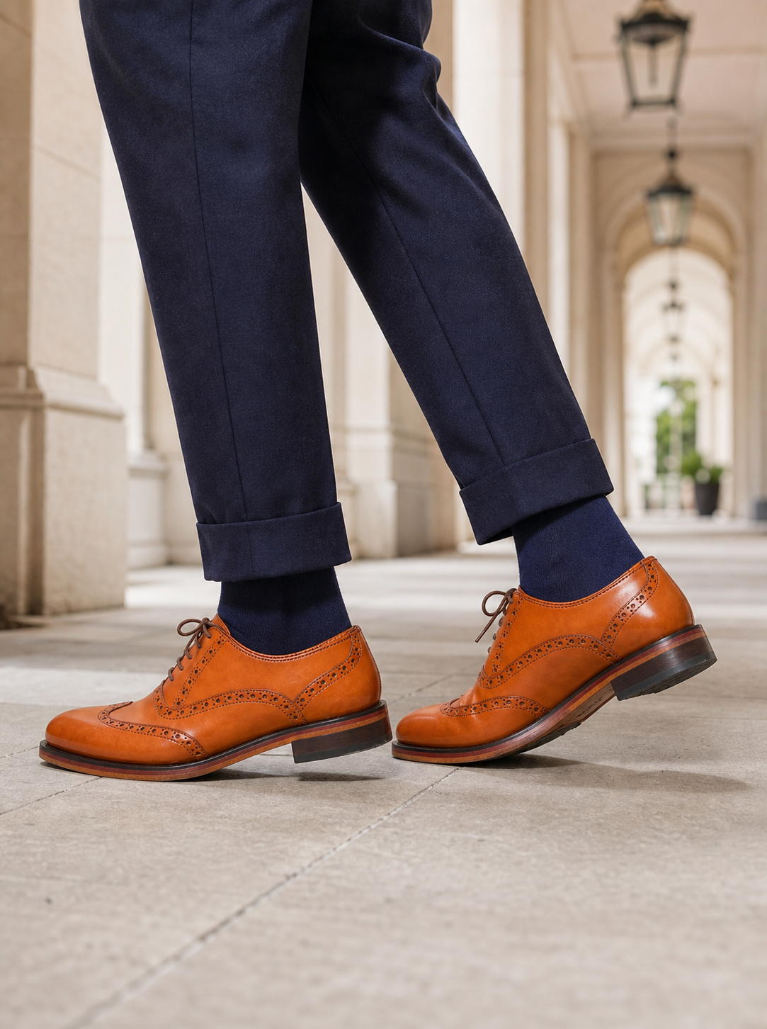 Westminster Wingtip Oxford styled with tailored trousers