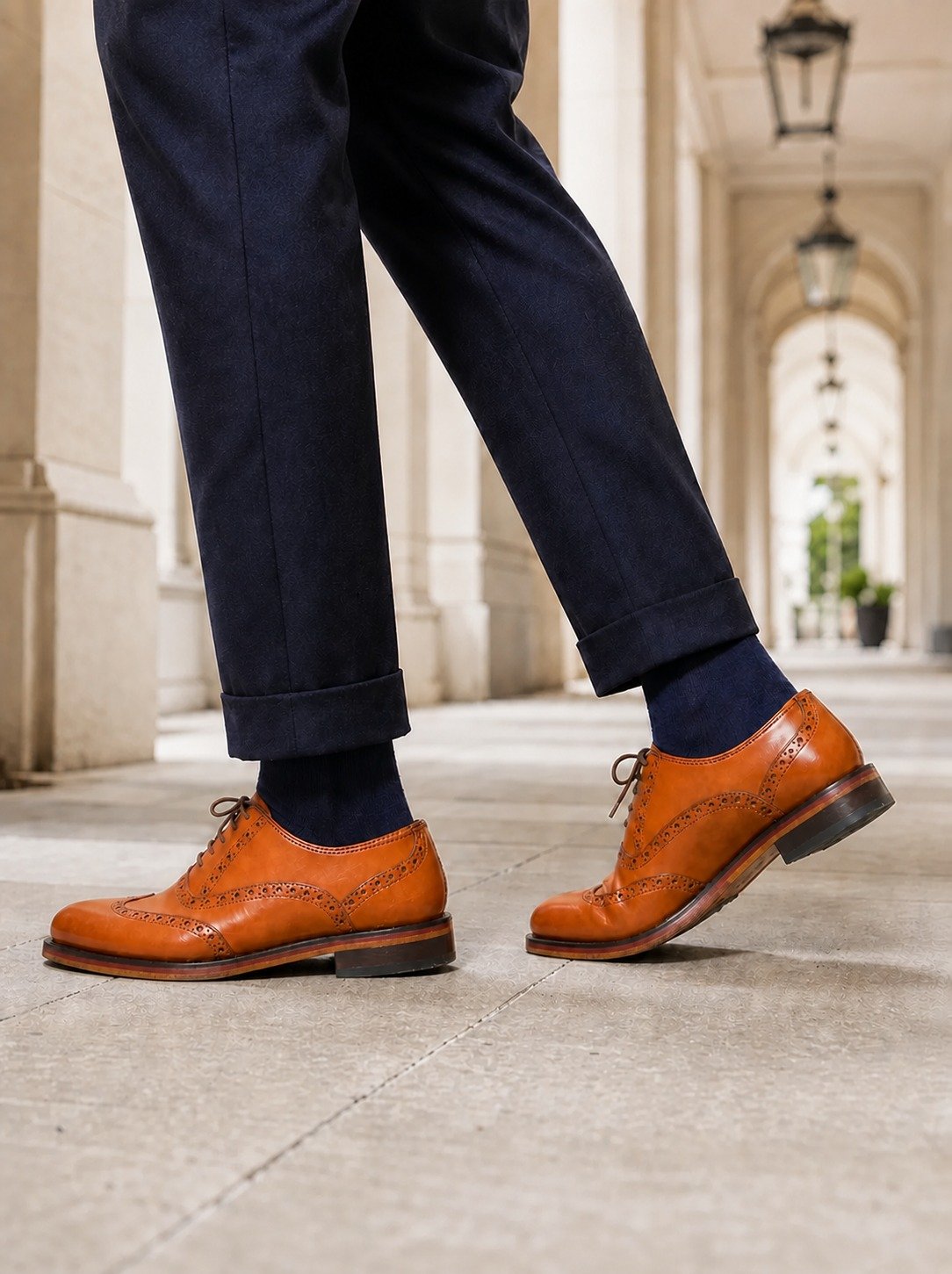 Westminster Wingtip Oxford styled with tailored trousers