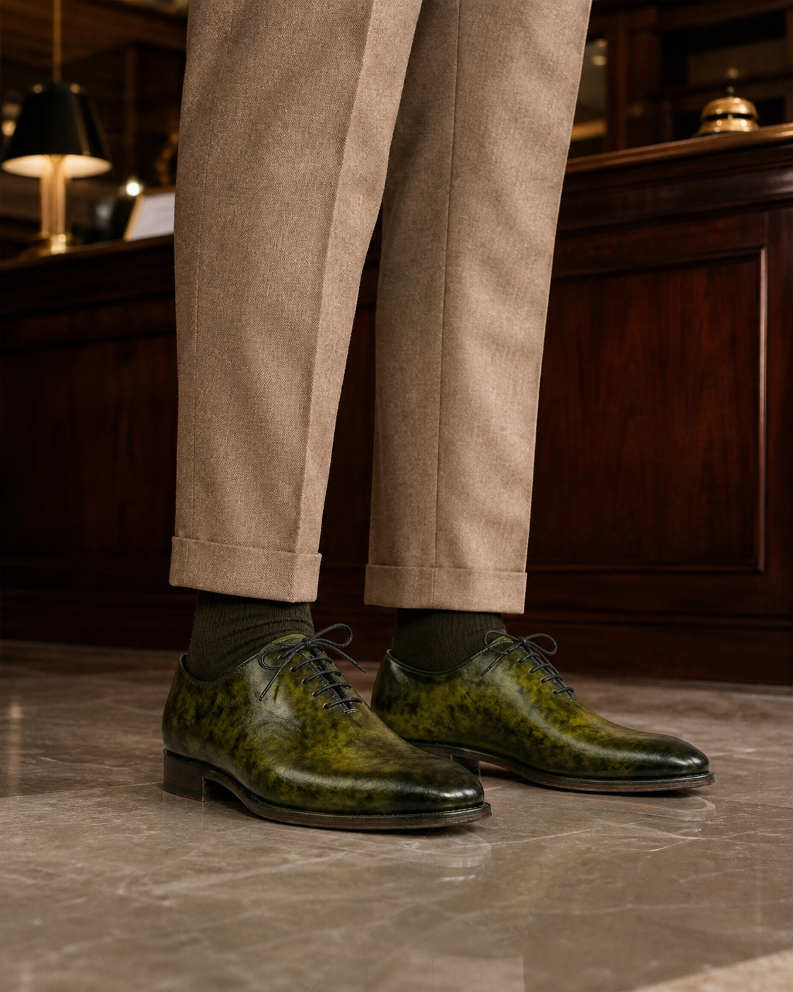 Windsor Olive Oxford detail