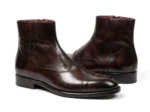 Chocolate Brown Leather Men’s Ankle Boots with Zip - Image 2