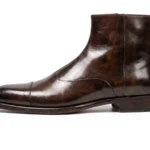 Chocolate Brown Leather Men’s Ankle Boots with Zip