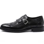 Classic Black Wingtip Monk Strap with Kiltie
