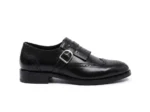 Classic Black Wingtip Monk Strap with Kiltie - Image 2