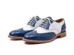 Classic Blue & White Leather Spectator Oxfords - Image 2