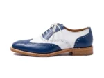Classic Blue & White Leather Spectator Oxfords