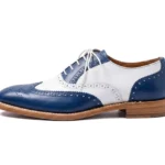 Classic Blue & White Leather Spectator Oxfords