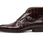Croc-Texture Classic Dark Brown Leather Boots