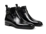 Handcrafted Men’s Black Leather Ankle Jodhpur Boots - Image 3