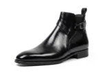 Handcrafted Men’s Black Leather Ankle Jodhpur Boots - Image 2