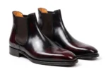 Handmade Burgundy Patina Leather Chelsea Boots - Image 2