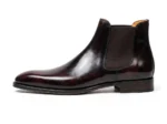 Handmade Burgundy Patina Leather Chelsea Boots