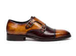 Tan & Brown Captoe Double Monk Shoes
