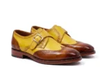 Men’s Artisan Brown-Yellow Leather Monk Shoes