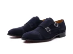 Men’s Double-Buckle Blue Suede Formal Shoes - Image 2