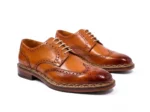 Men’s Genuine Tan Leather Wingtip Oxfords - Image 2