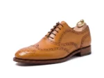 Men’s Tan Brown Leather Formal Oxford Shoes - Image 2