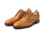 Men’s Tan Brown Leather Formal Oxford Shoes - Image 3