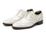 Men’s White Leather Wingtip Oxford Shoes - Image 2