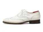Men’s White Leather Wingtip Oxford Shoes