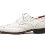 Men’s White Leather Wingtip Oxford Shoes