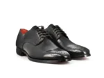 Men’s Black Smooth Leather Derby with Square Toe - Image 2
