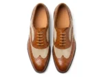 Men’s Brown & Beige Suede Wingtip Spectator Shoes - Image 2