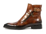 Men's Brown Patina Leather Ankle High Military Boots
