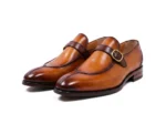 Men's Classic Brown Patina Monk Strap Loafers - Image 2