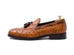 Men’s Luxury Tan Brown Ostrich Tassel Loafers