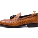 Men’s Luxury Tan Brown Ostrich Tassel Loafers