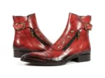 Men's Red Patina Leather Ankle Boots - Image 2
