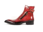 Men's Red Patina Leather Ankle Boots