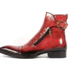 Men's Red Patina Leather Ankle Boots