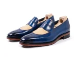 Men’s Stylish Blue & Beige Patina Slip-On Moccasins - Image 2