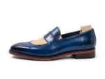 Men’s Stylish Blue & Beige Patina Slip-On Moccasins