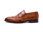 Men’s Stylish Brown Brogue Penny Leather Loafers