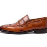 Men’s Stylish Brown Brogue Penny Leather Loafers