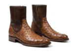 Men's Tan Brown Ostrich Leather Boots - Image 2