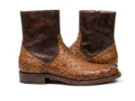 Men's Tan Brown Ostrich Leather Boots - Image 3