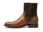 Men's Tan Brown Ostrich Leather Boots