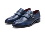 Navy Wingtip Brogue Kiltie Monk Shoes - Image 2