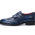 Navy Wingtip Brogue Kiltie Monk Shoes