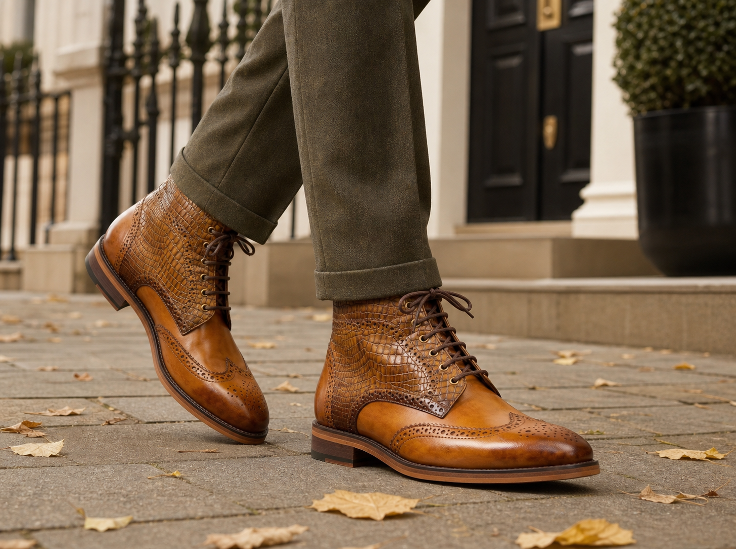 Richmond Croc Wingtip Boot styled