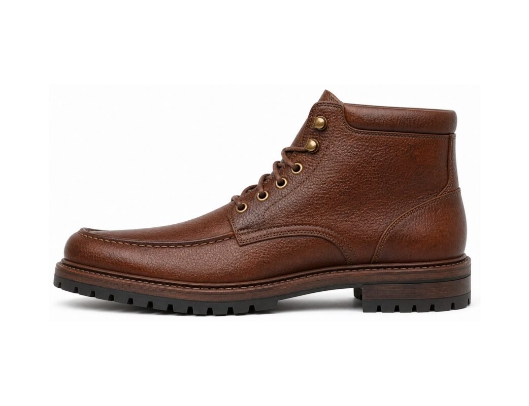 Ashvale Chestnut Grain Moc-Toe Boot - White BG Side Profile